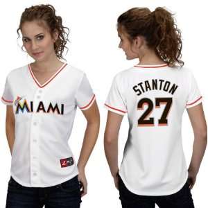  Mike Stanton Jersey Womens Miami Marlins #27 Home White 