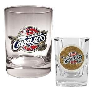 Cleveland Cavaliers NBA Rocks Glass & Square Shot Glass Set   Primary 