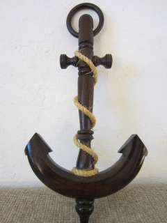 HAND CARVED, WOODEN. SHIPS ANCHOR, NAUTICAL WALL DECOR  