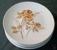 Vint Taylor Smith Ironstone Yellow Rose Dinner Plates  
