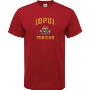  IUPUI Jaguars Cardinal Red Fencing Arch T Shirt: Sports 