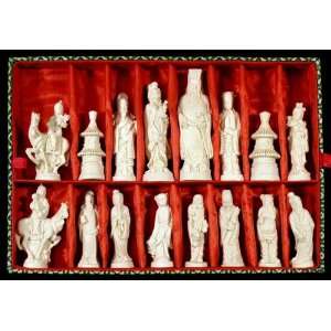   Black & White Chinese Mythology Bone Chess Set Toys & Games