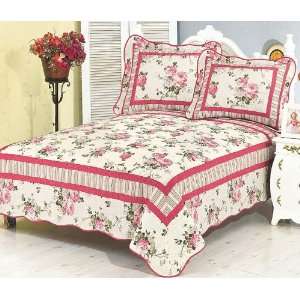  Spring Tall Rose Reversable Quilt Set Twin: Home & Kitchen