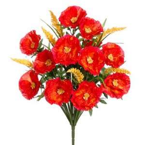  23.5 Silk Poppy & Lupine Flower Bush  2 Tone Orange (case 