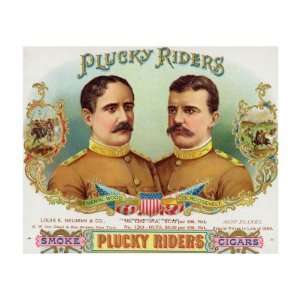  Plucky Riders Brand Cigar Box Label, General Wood and Col 