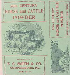 Vintage 20th Century Horse Cattle Powder Medicine BOX Pennsylvania 