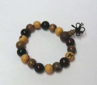 Chinese Buddha Buddhist Tri Color Wood Bead Bracelet  