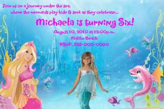 Barbie Mermaid Tale Photo Birthday Party Invitations  