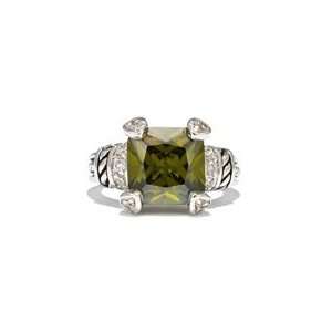   Vintage Style Olive Green Princess Cut CZ Engagement Ring Jewelry