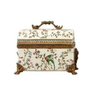   Jewelry Box with Hand Painted Porcelain and Gilt Bronze Ormolu: Home