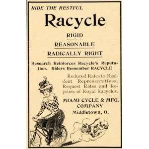  1902 Vintage Ad Racycle Miami Cycle Bicycle Antique 