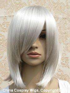 FREE SHIP Silver grey long bang medium voluminous wig  