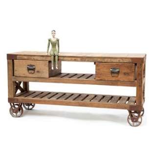 Sturbridge Reclaimed Wood Lodge Rustic Cart Table  