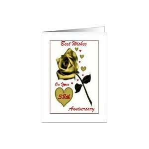  Wedding Anniversary ~ Year Specific 38th ~ Gold Rose 