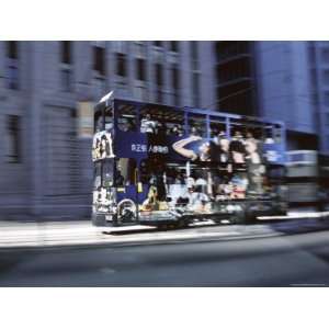 com Tram at Speed, Central, Hong Kong Island, Hong Kong, China, Asia 