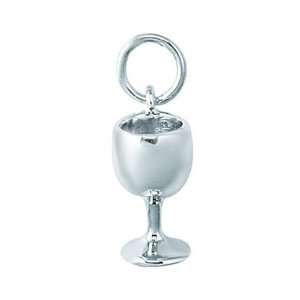  Sterling Silver RED WINE GLASS Charm Jewelry