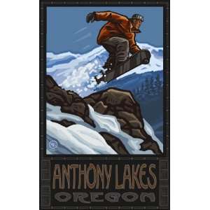  Art Mall Anthony Lakes Oregon Snowboard Jumping Artwork by Paul 