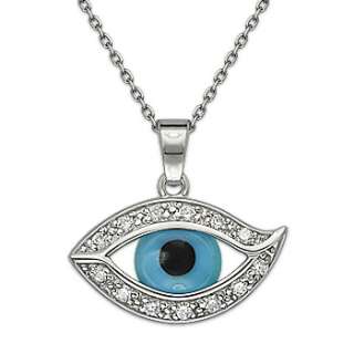 Evil Eye Bead Pendant Turkish Nazar Greek Hamsa Charm Sterling Silver 