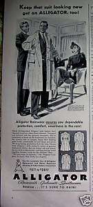 1941 Man in Alligator Rainwear Rain Coat Ad  