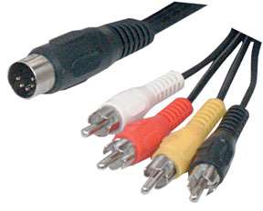 PIN DIN TO 4 RCA MALE AUDIO VIDEO CONNECTOR CABLE 6FT  