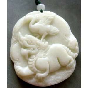  Chinese Jade Crane Pi Xiu Dragon Amulet Pendant 