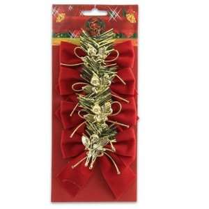  Velvet Red Bows 4 Pieces With Gold Angel Case Pack 36 