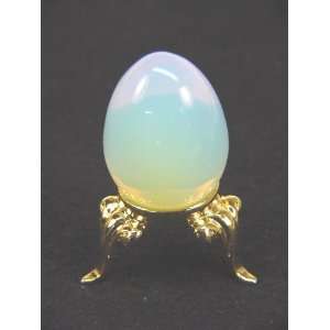  Opalite Mini Eggs 18 Mm X 25 Mm with Gold Tone Stand 