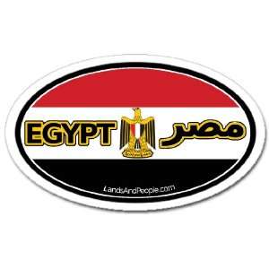 Egypt in English and Arabic on Egyptian Flag Car Bumper Sticker Decal 