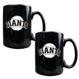  San Francisco Giants MLB 2pc Black Ceramic Mug Set   Primary Logo 