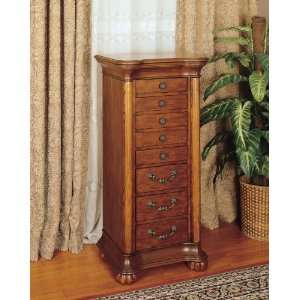   Wilmington Cherry & Burl Jewelry Armoire   overpacked Furniture