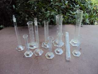 LOT OF 11 Vintage PYREX GLASS CHEMISTRY LAB CYLINDERS TUBES  