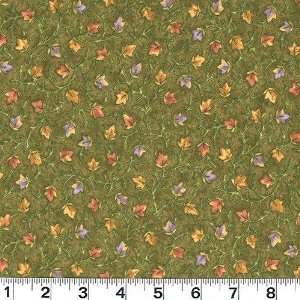  45 Wide Flannel Nancys Harvest Leaves Olive Fabric By 