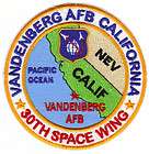 USAF BASE PATCH, VANDENBERG AFB CALIFORNIA, 30TH SPACE WING 