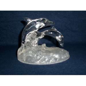  Cristal DArques 24% Leaded Crystal Pair of Dolphins 