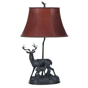  New Deer w/ Fawn Rustic Lodge Cabin Desk Table Lamps 