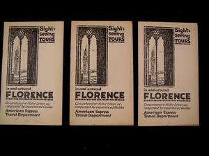 Florence Italy 1924 3 travel brochures & itineraries  