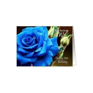 50th Birthday / Wife ~ A Digitally Painted Blue Rose Card