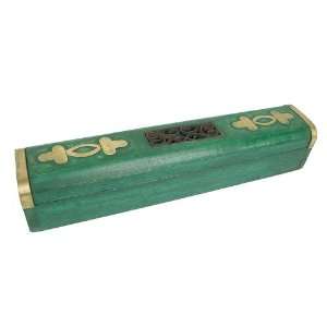  Incense Holder, Ash Catcher Box, Made of Wood, Brass, and 