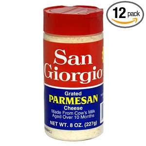 San Giorgio Grated Parmesan Cheese, 8 Ounce Containers (Pack of 12 
