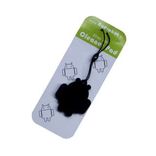 Android Robot Mascot Strap with Screen Cleaner Pad for iPhone and Cell 