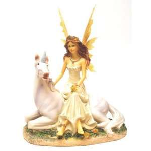  Fairy Princess Sitting on Laying Unicorn Figurine 