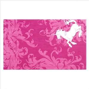  Unicorn Pink / White Kids Rectangular Rug Size 28 x 48 