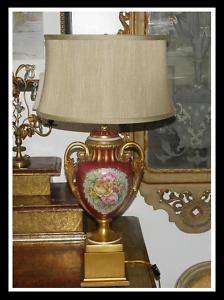 Unusual Antique Hand Painted French Porcelain Lamp NR  