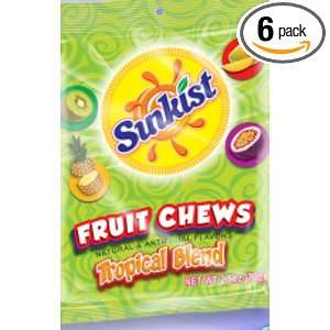 Sunkist Sugar Free Tropical Fruit Chews, 2.5 Ounce (Pack of 6):  