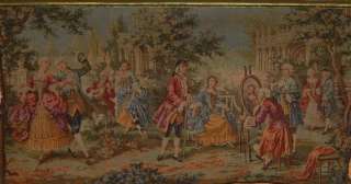 Large Antique Belgian Tapestry Wall Hanging ~ Courtyard Scene  
