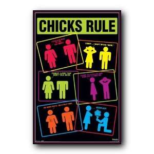   Chicks Rule College Girls Insult Poster 22.5X34 9031: Home & Kitchen