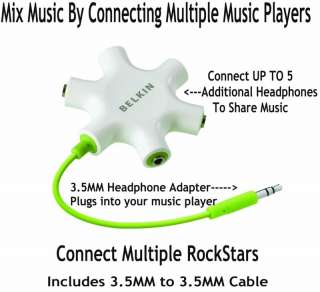 Belkin RockStar 5 Headphone 3.5MM Universal Splitter Includes Extra 3 