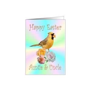  Auntie & Uncle Happy Easter Cardinal Roses Card: Health 