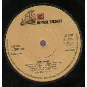   SUNDOWN 7 INCH (7 VINYL 45) UK REPRISE 1974 GORDON LIGHTFOOT Music