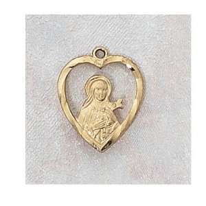 Gold Plated Catholic Saint Therese of Little Flower Patron Saint Medal 